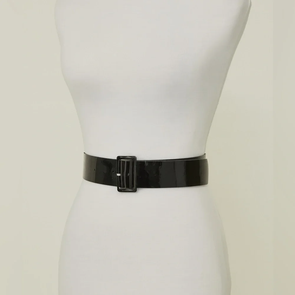 Sleek black chunky wide adjustable belt sz L 90's‎ edgy chic